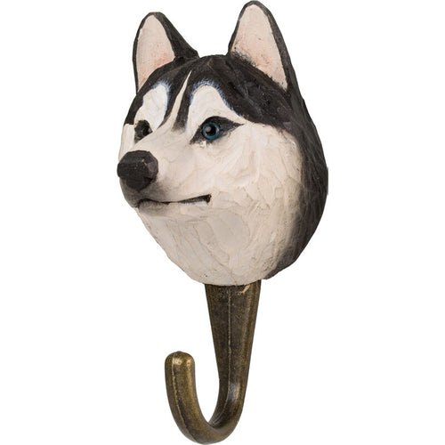 Hand Carved Siberian Husky Hook