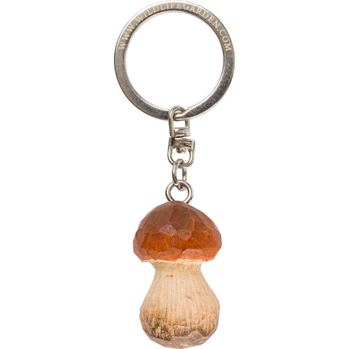 Hand Carved Penny Bun Mushroom Keyring